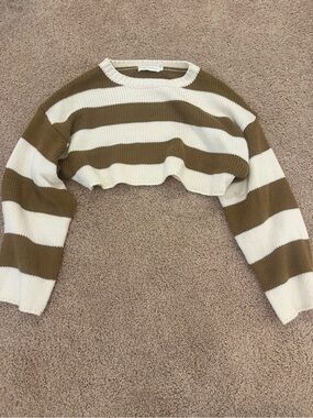 Brown & cream cropped sweater S/M